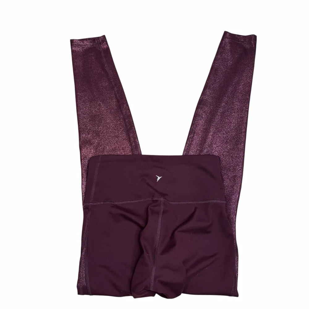 10/$25🦋 Old Navy Active Go Dry Maroon & Gold High Rise Compression Leggings - XS
